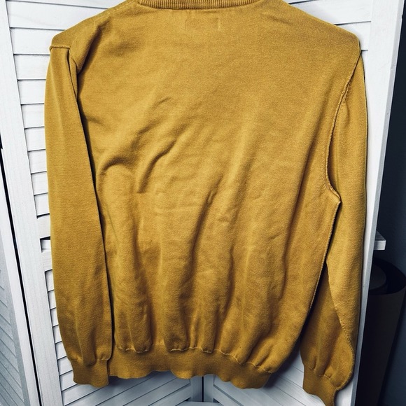 Vintage John Bartlett Consensus Sweater Men's Sz Lg Dk Yellow "inside out hems" - Picture 3 of 6
